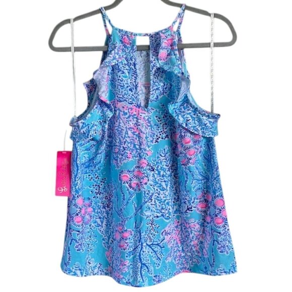 Lilly Pulitzer Blue and Pink Billie Tank Top Blouse in Now You Sea Me Medium NWT - Picture 10 of 12